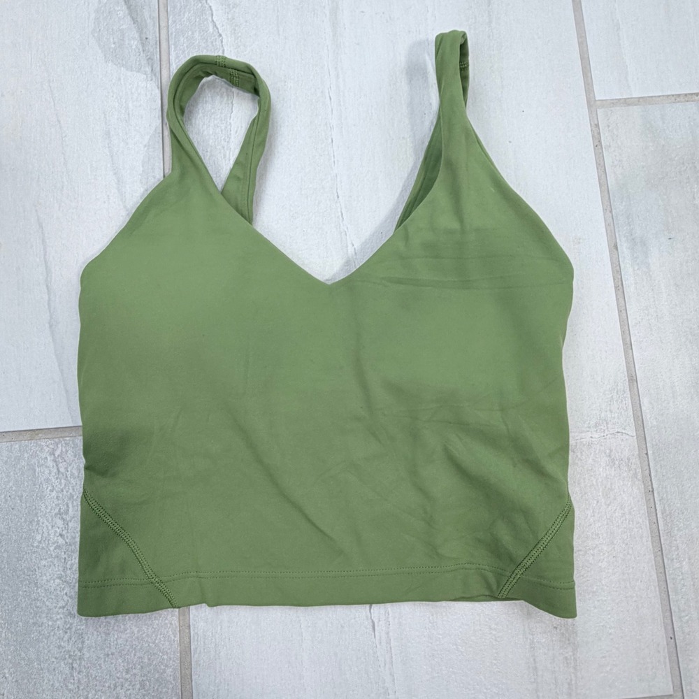 Lululemon Align Green Cropped Tank Top Built In Bra Size 4